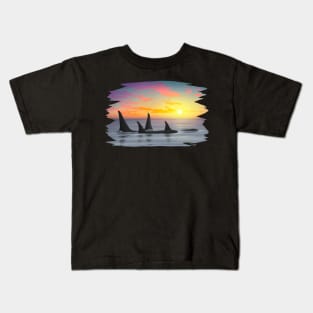 Orca Whale Sunset Kids T-Shirt